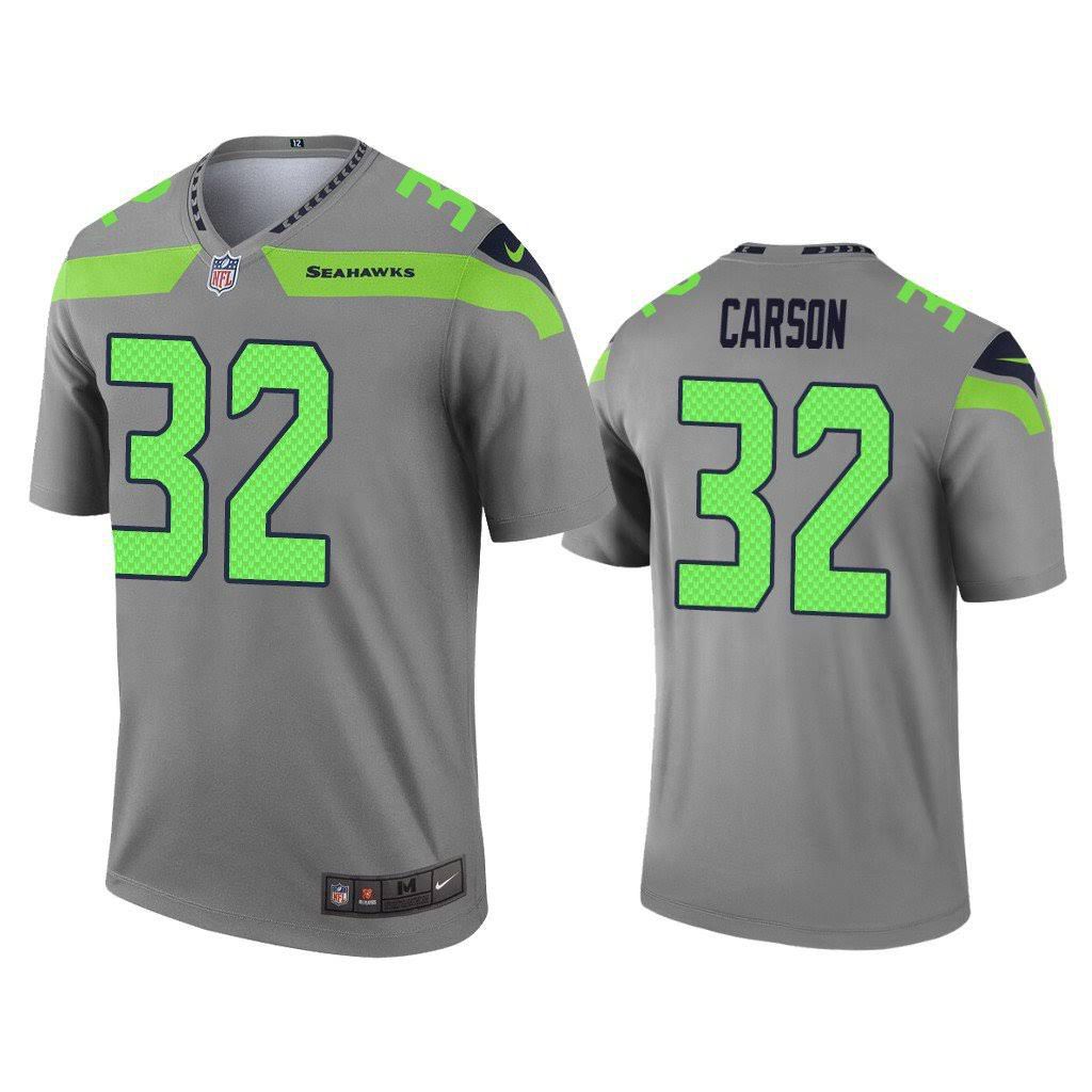 Men Seattle Seahawks #32 Chris Carson Nike Gray Inverted Legend NFL Jersey